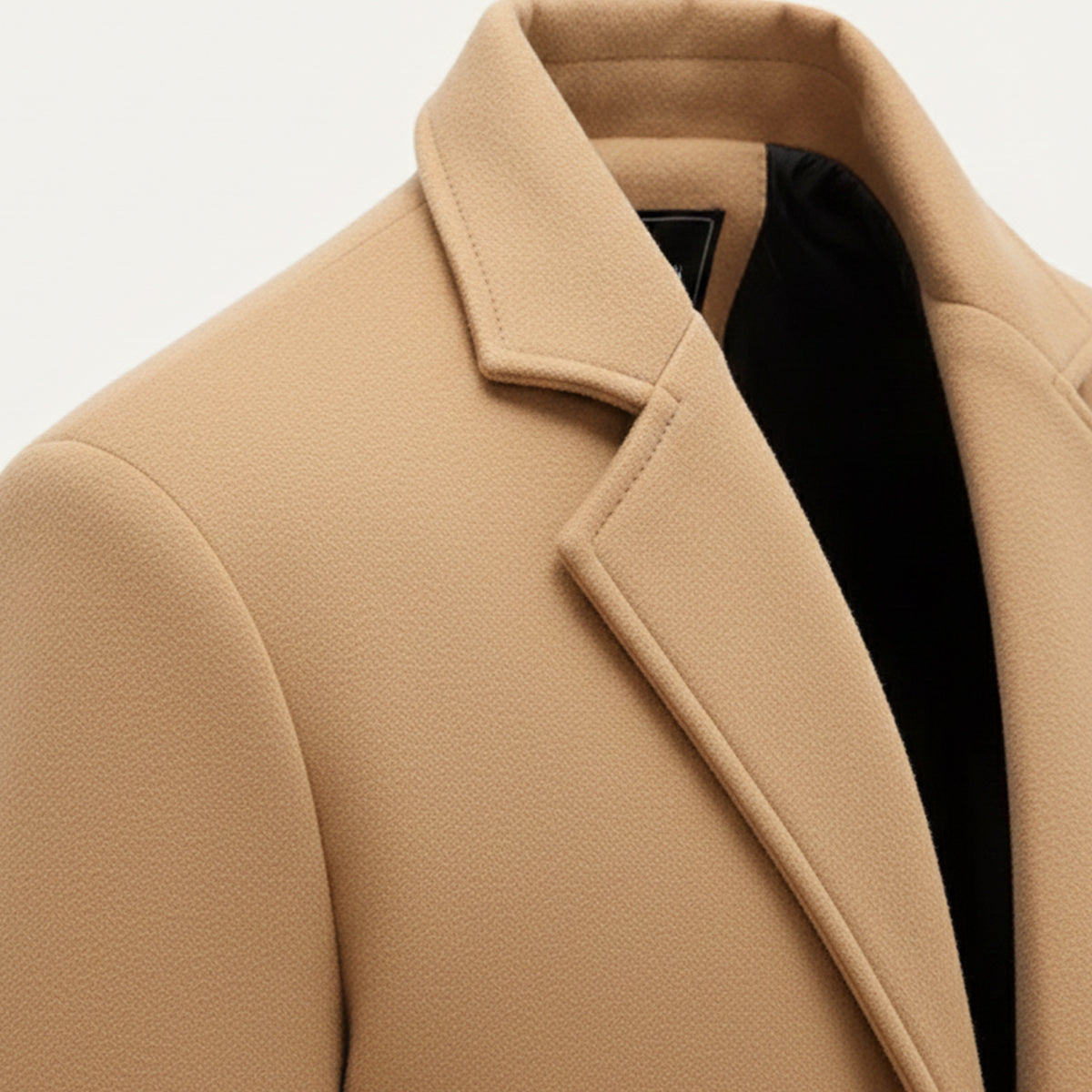 The Paignton Men's Elegant Minimal Camel Single Breasted Wool Coat