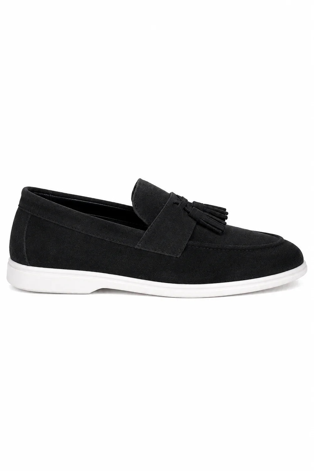 The Prescott Men's Suede Tassel Slip On Loafers - Black