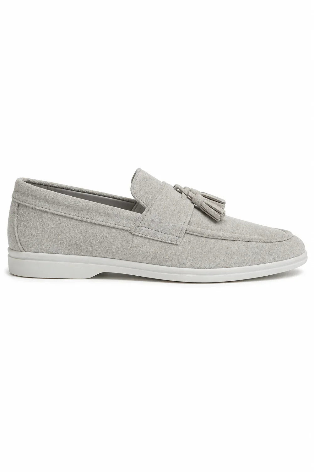 The Prescott Men's Suede Tassel Slip On Loafers - Gray