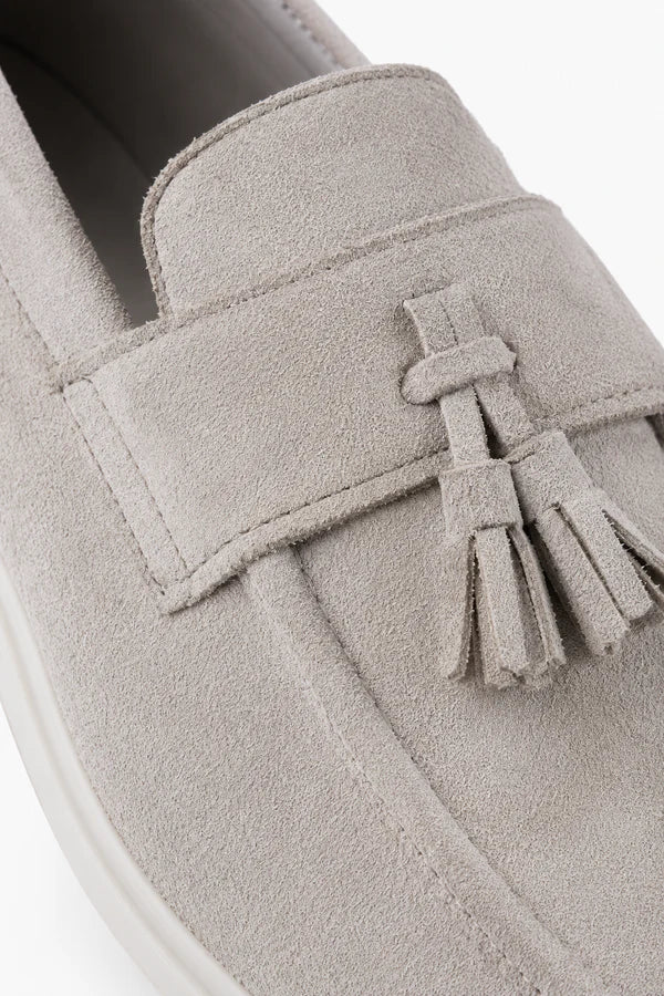 The Prescott Men's Suede Tassel Slip On Loafers - Gray