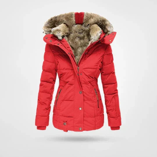 Women's Faux Fur Hooded Winter Jacket – Warm Quilted Puffer Coat