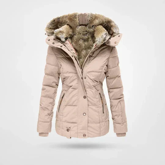 Women's Faux Fur Hooded Winter Jacket – Warm Quilted Puffer Coat