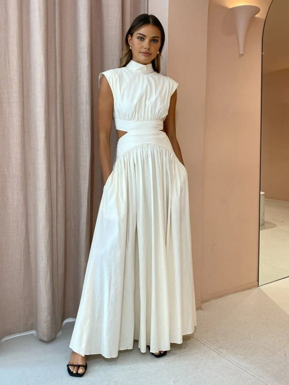 Women's Sleeveless Gown with Side Detail