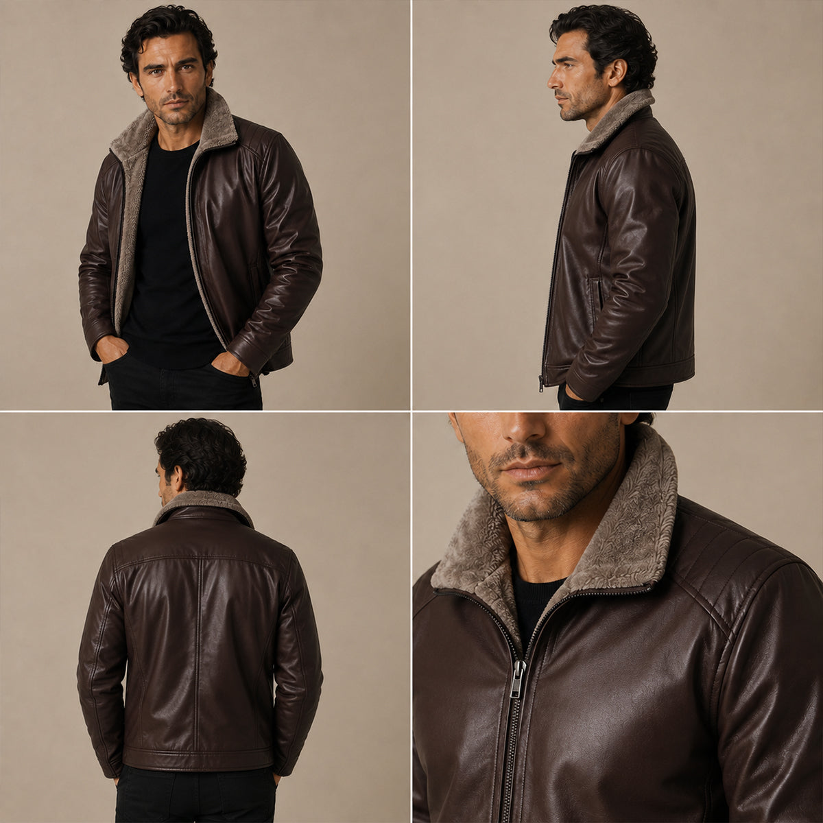 The Pantelleria Men’s Winter Fleece Lined Leather Jacket