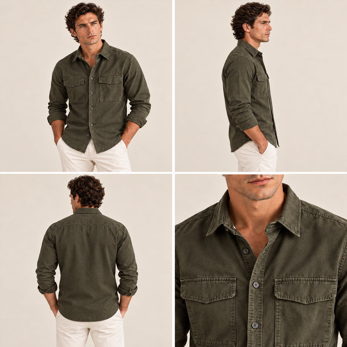 The Oak River Men's Safari Style Button Up Workwear Shirt