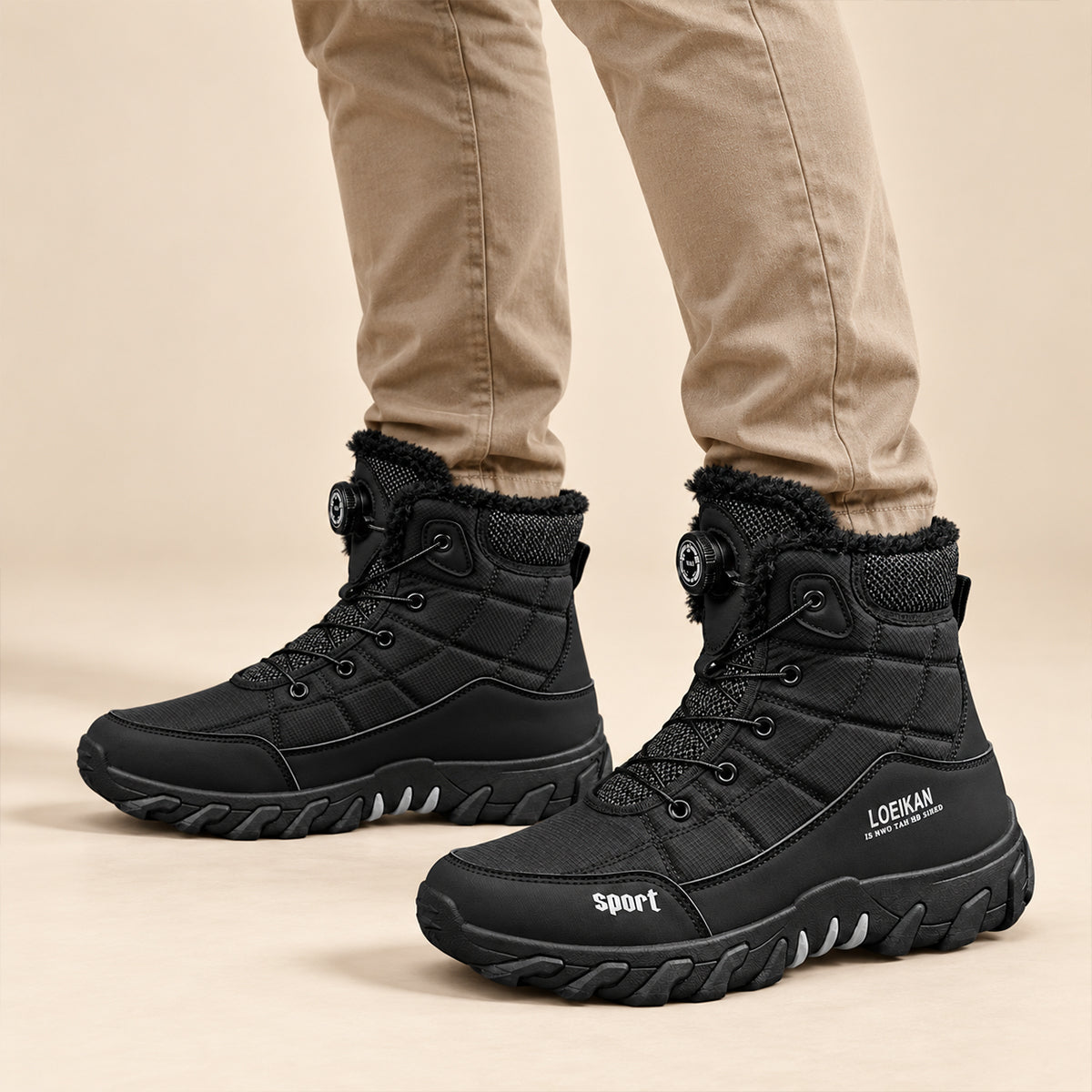 The Tivoli Men’s Warm Fur Lined Waterproof Lace Up Anti Slip Snow Boots