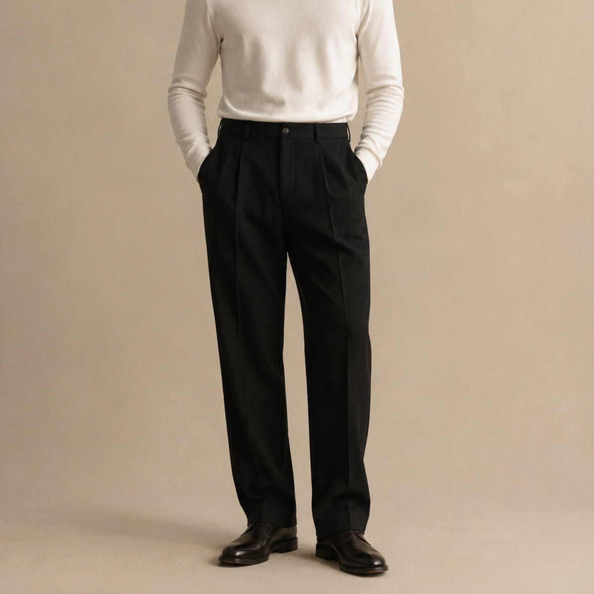 The Ridgebury Men’s Black Pleated Wide Leg Dress Pants