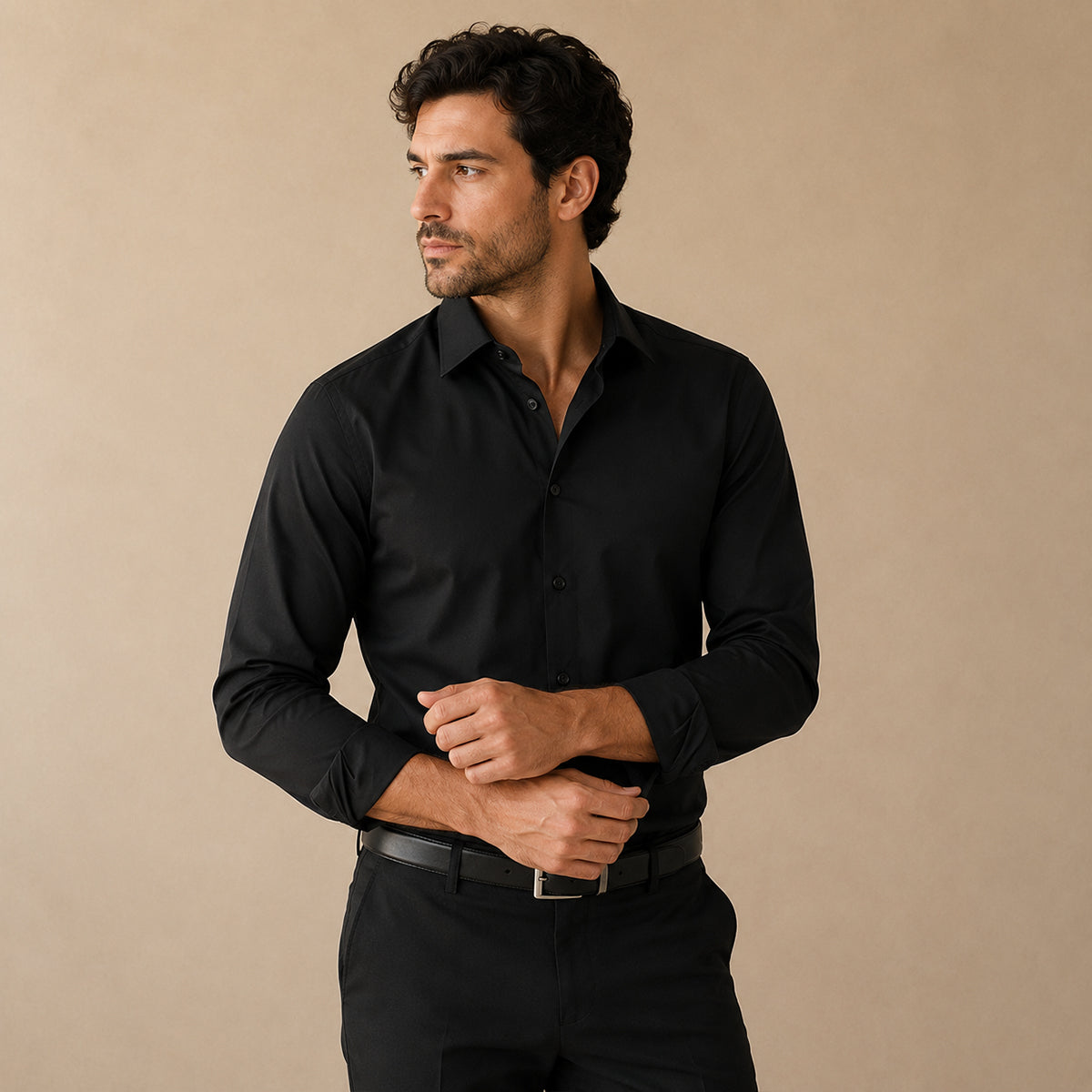 The Pordenone Men’s Slim Fit Stretch Button Down Dress Shirt