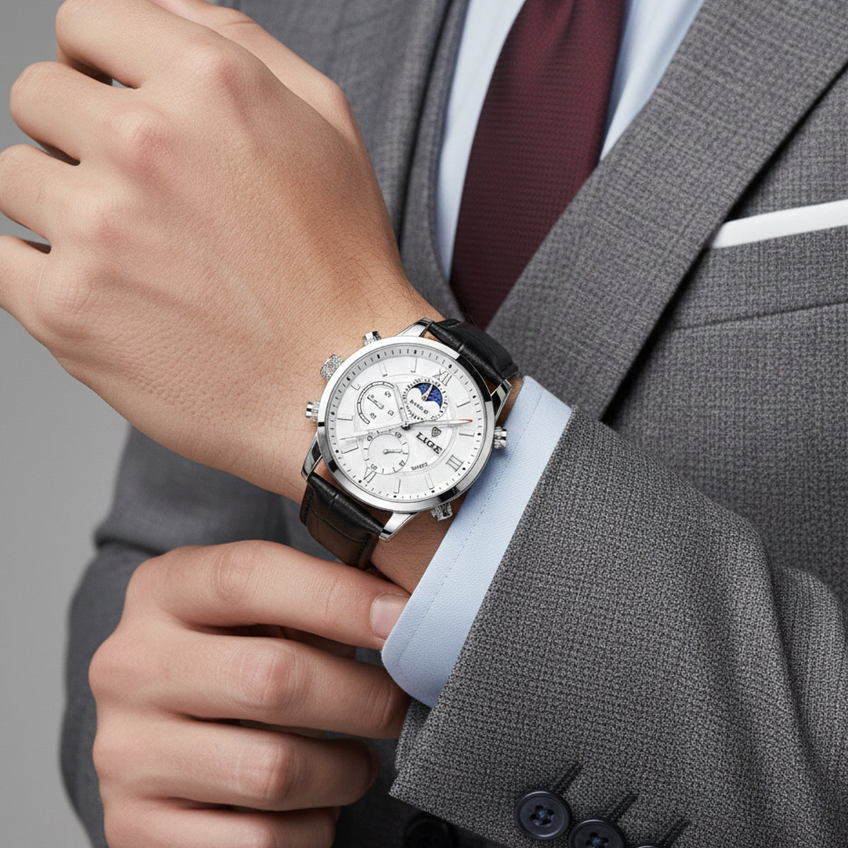 The Geneva Men's Luxury Quartz Chronograph Watch – Premium Leather Strap