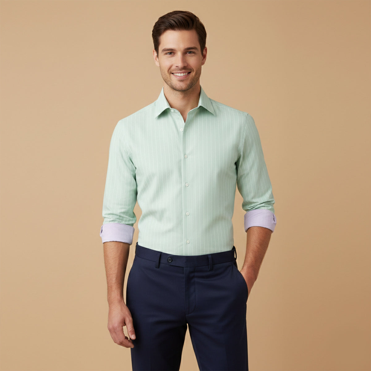 The Como Men’s Breathable Slim Fit Striped Button Up Shirt
