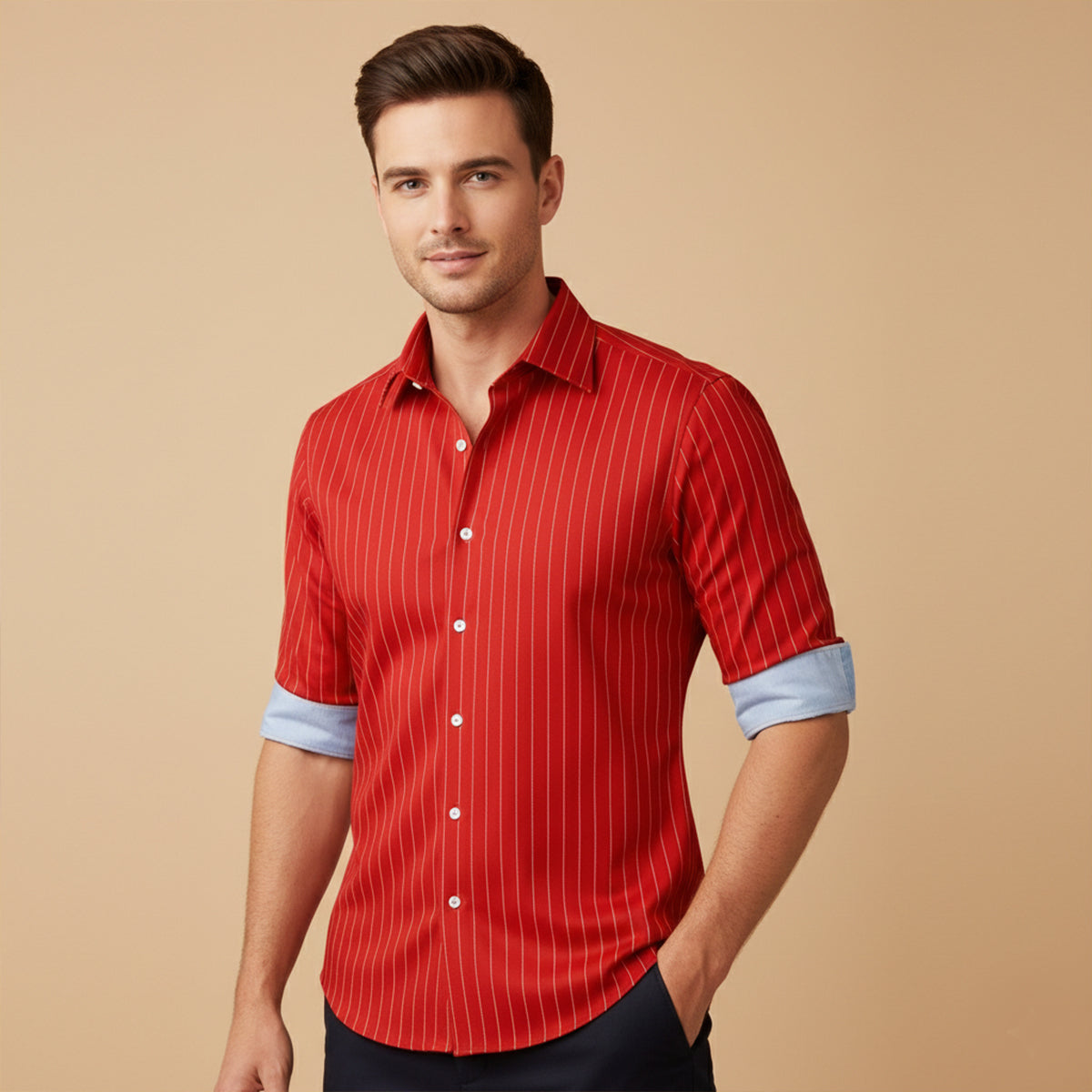 The Capri Men’s Lightweight Slim Fit Striped Button Up Shirt