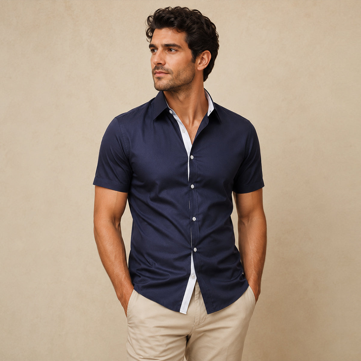 The Treviso Men’s Trendy Business Solid Button Up Shirt