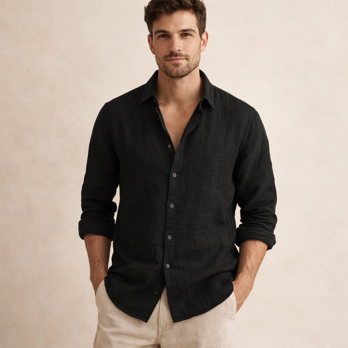 The Silverlake Men’s Cotton Linen Button Up Beach Shirt