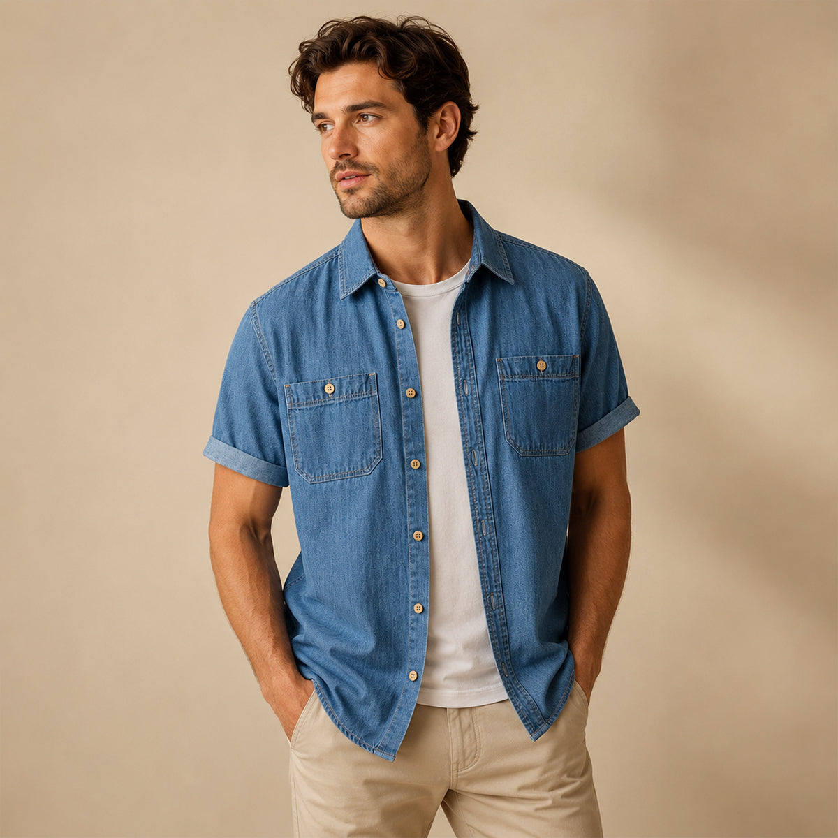 The Silvercrest Ridge Men’s Casual Denim 100% Cotton Shirt