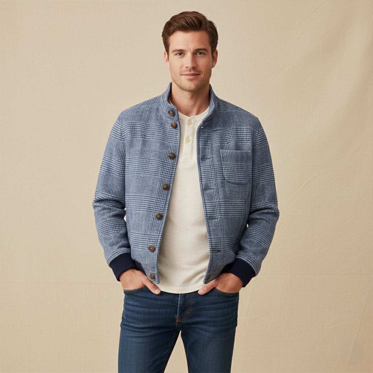 The Nottingham Men’s Vintage Plaid Button Up Jacket