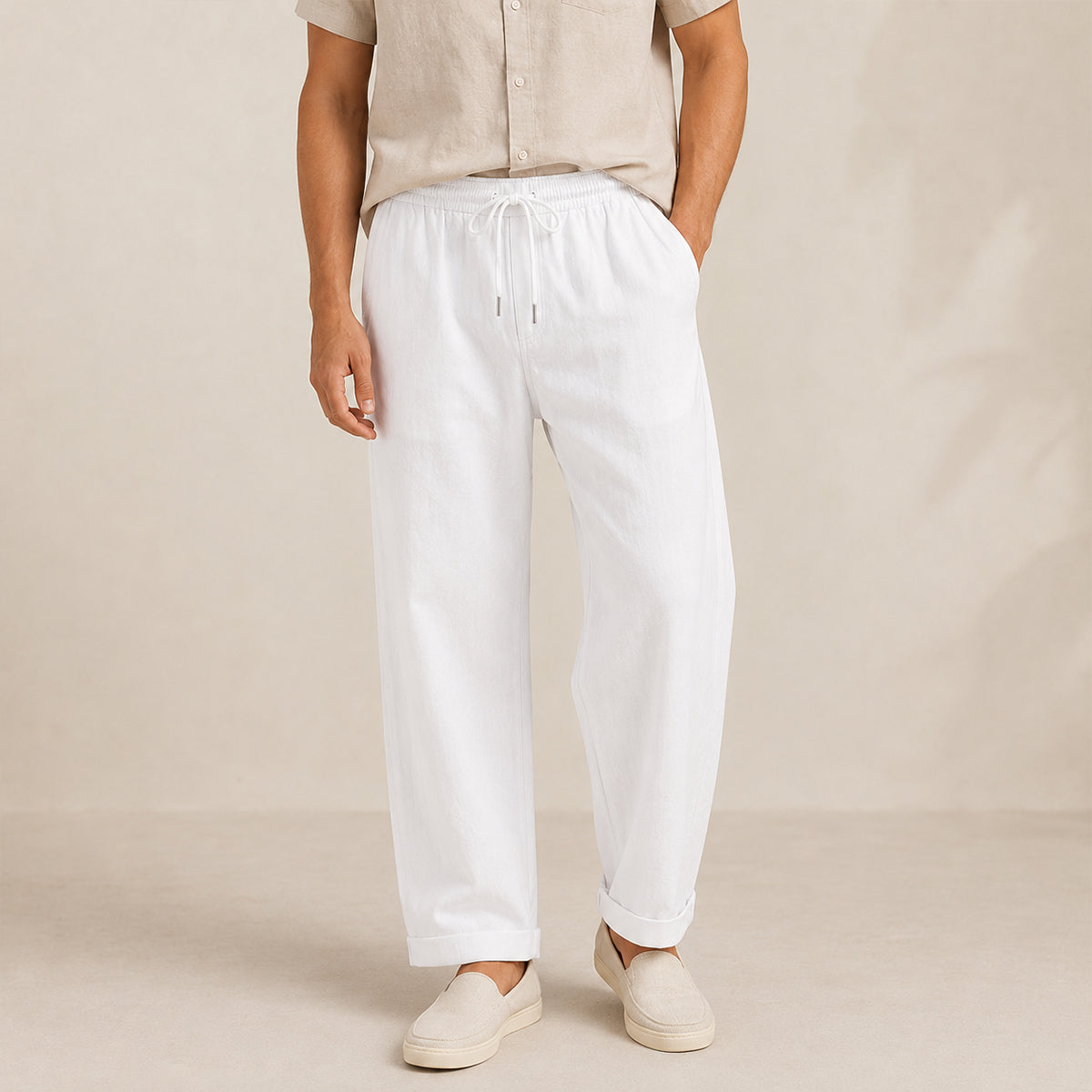 The Maple Ridge Men’s Cotton Linen Wide Leg Pants
