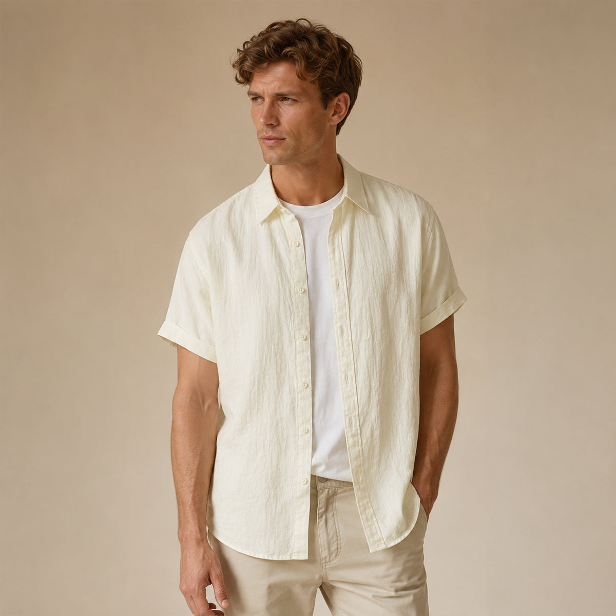 The Willow Lake Men’s Linen Slim Fit Breathable Shirt