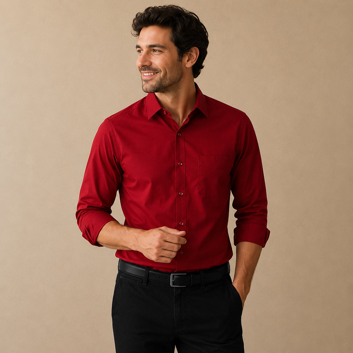 The Pordenone Men’s Slim Fit Stretch Button Down Dress Shirt