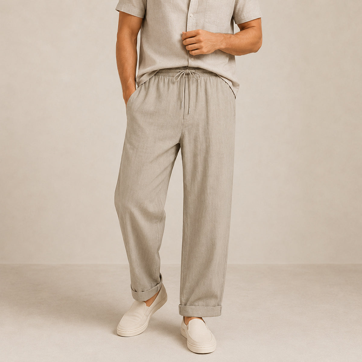 The Maple Ridge Men’s Cotton Linen Wide Leg Pants