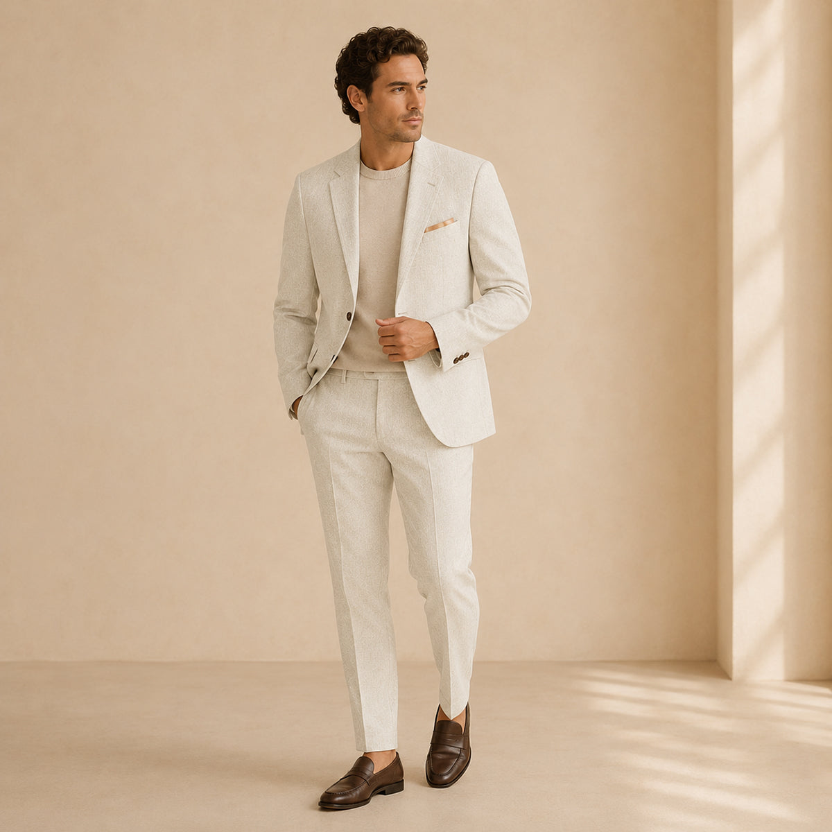 The Ashmeadow Men’s Lightweight Linen 2 Piece Set – Blazer & Pants