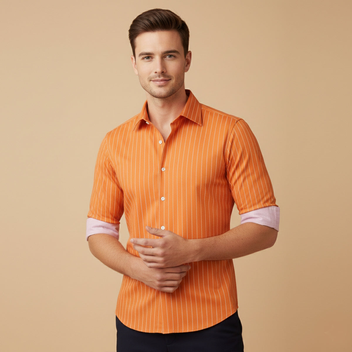 The Capri Men’s Lightweight Slim Fit Striped Button Up Shirt