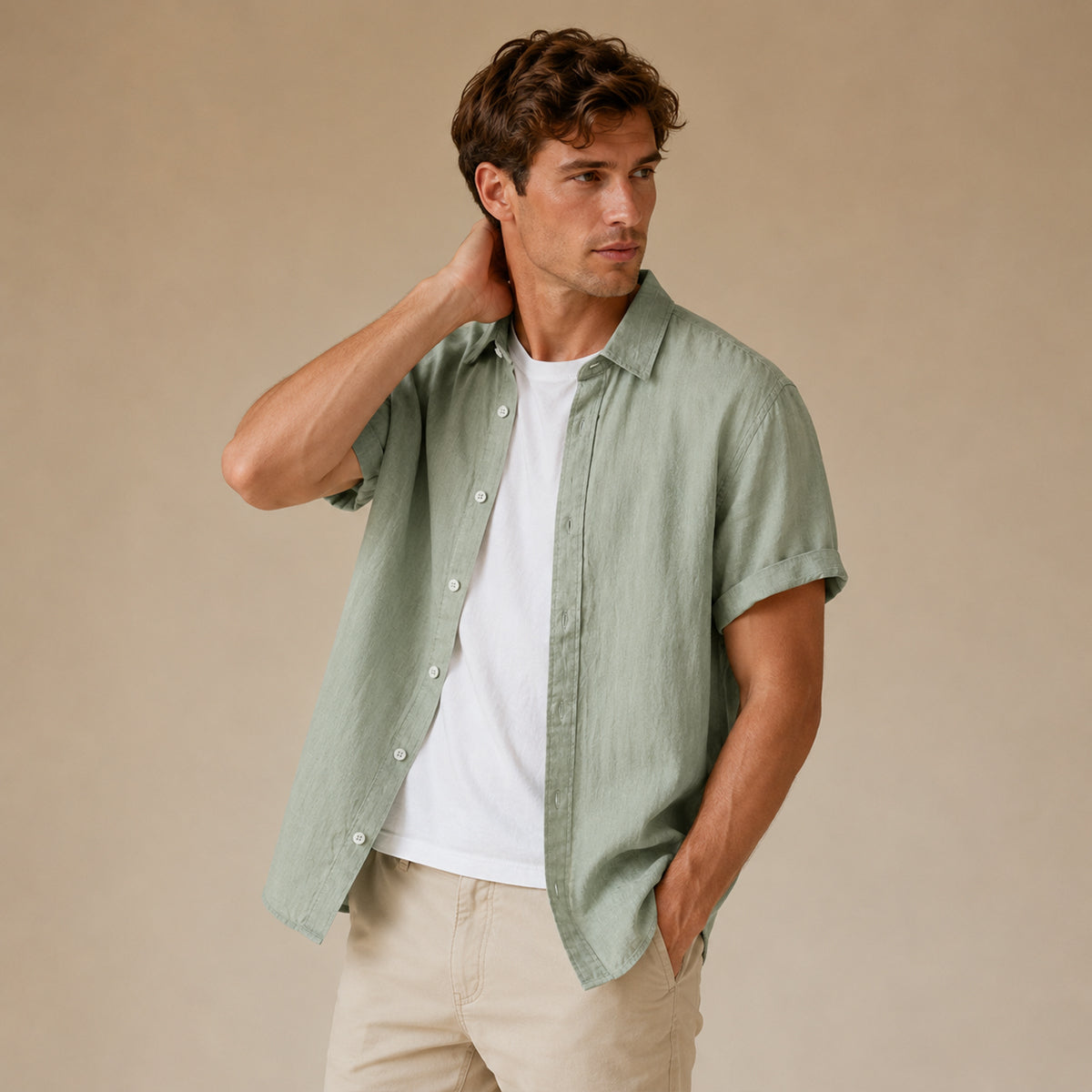 The Willow Lake Men’s Linen Slim Fit Breathable Shirt