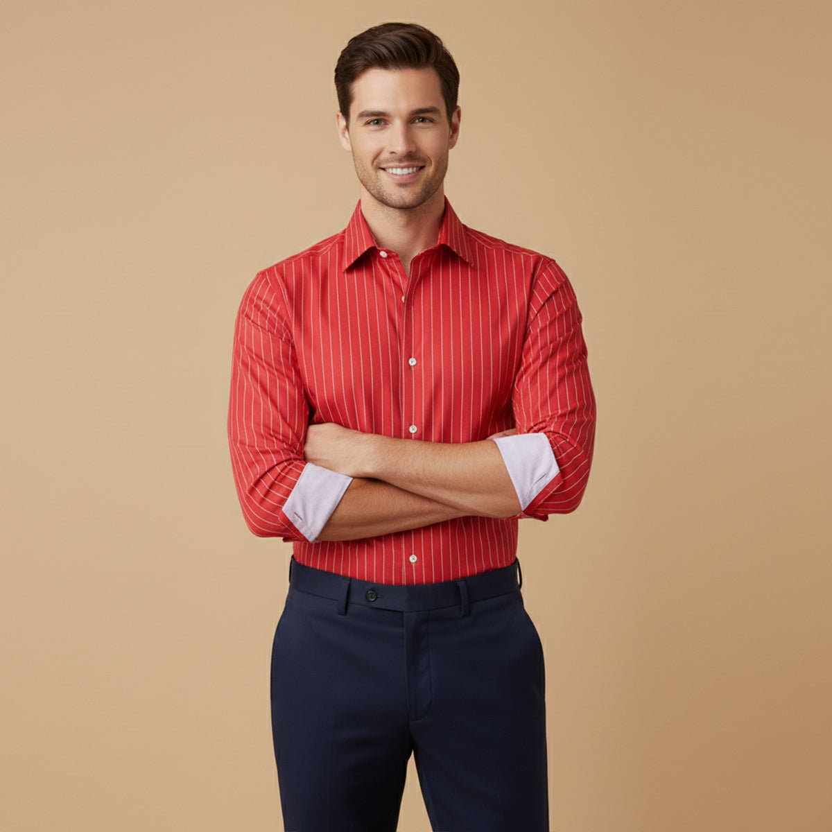 The Como Men’s Breathable Slim Fit Striped Button Up Shirt