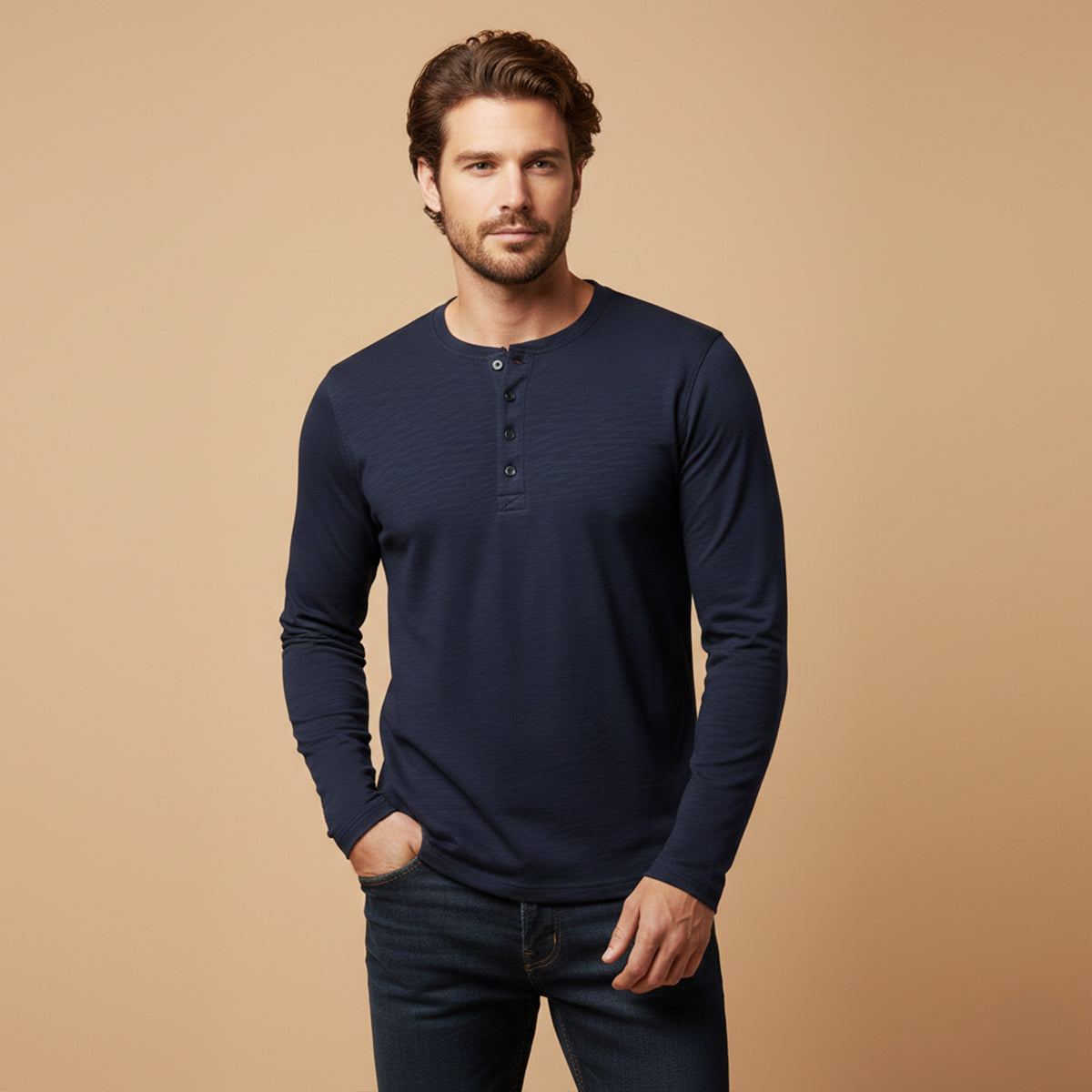 The Vienna Men’s Slim Fit Casual Henley T Shirt