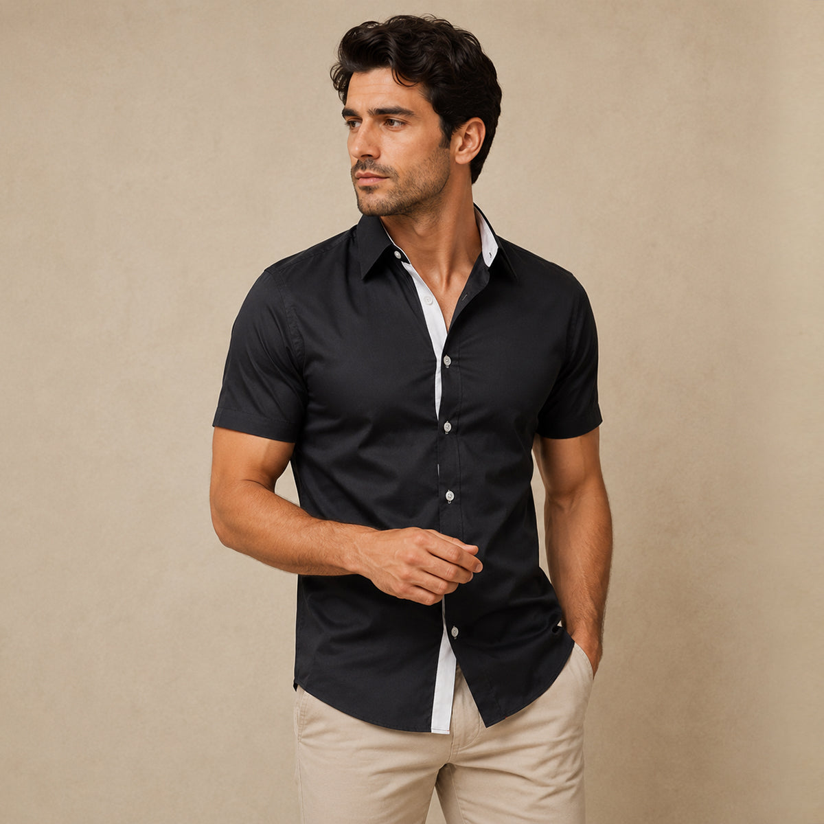 The Treviso Men’s Trendy Business Solid Button Up Shirt