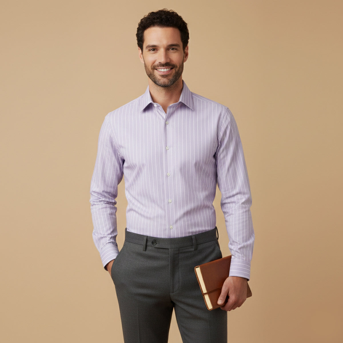 The Como Men’s Breathable Slim Fit Striped Button Up Shirt