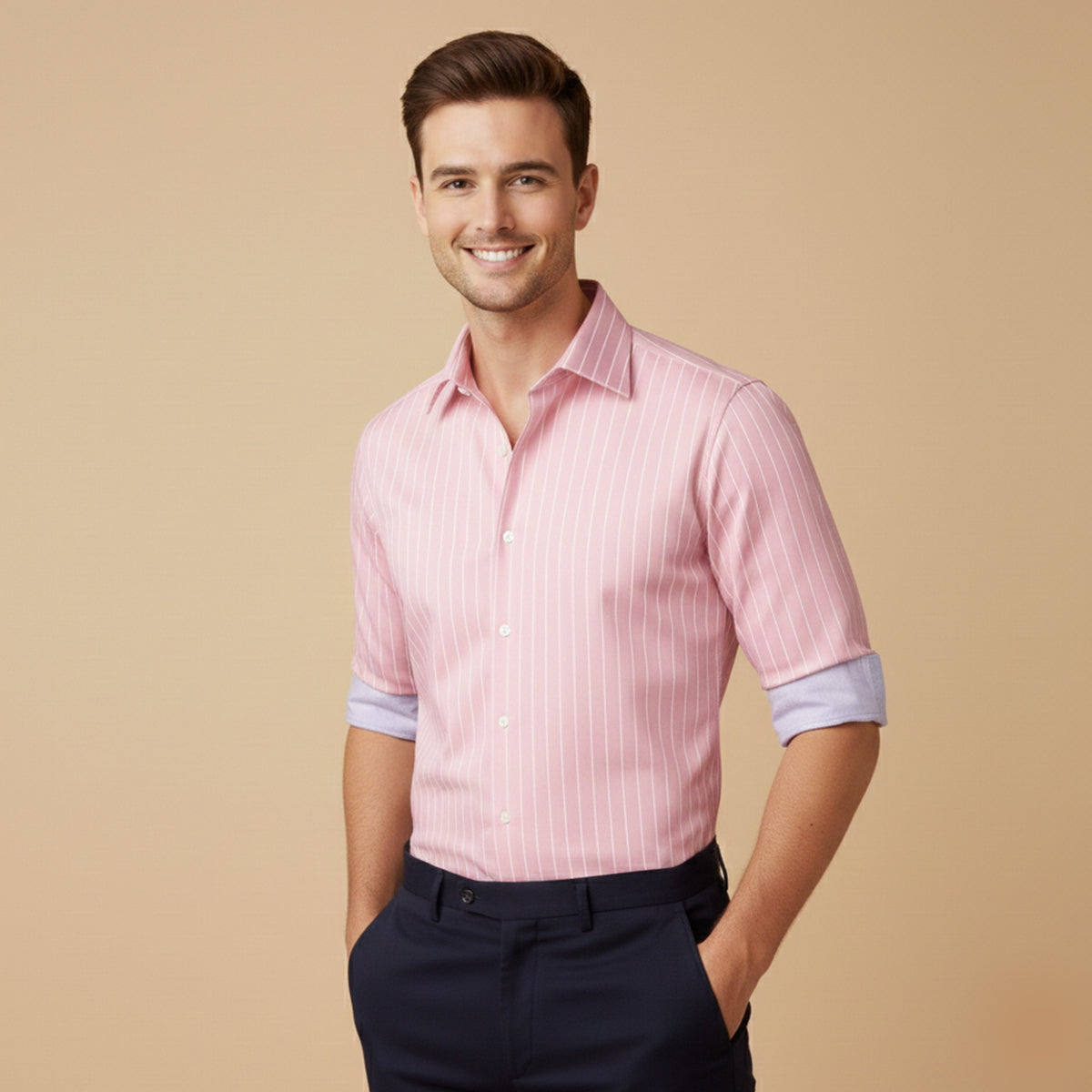 The Capri Men’s Lightweight Slim Fit Striped Button Up Shirt