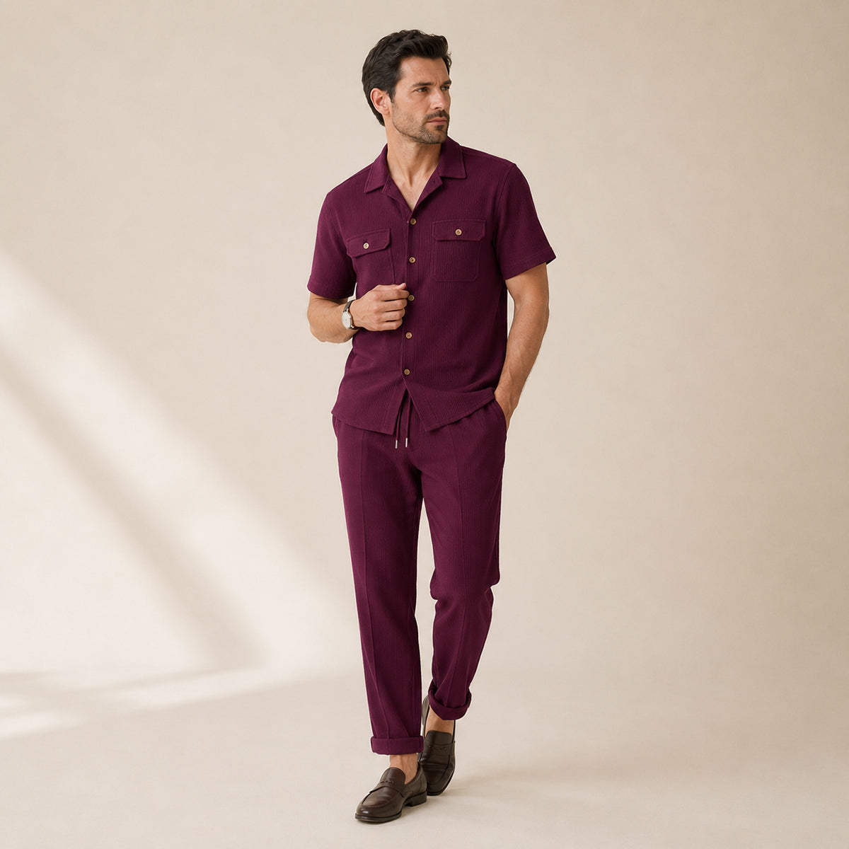 The Edgemont Men’s Casual Button Up Shirt & Pants Set