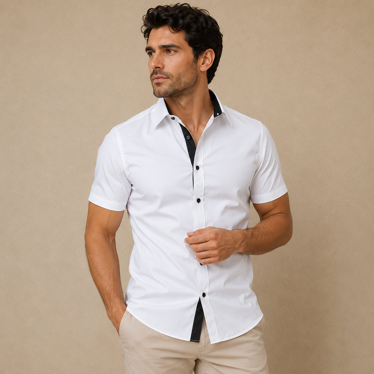 The Treviso Men’s Trendy Business Solid Button Up Shirt