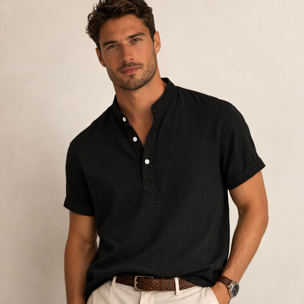 The Meadowbrook Ridge Men's Lightweight Linen Summer Trendy Button Up Shirt