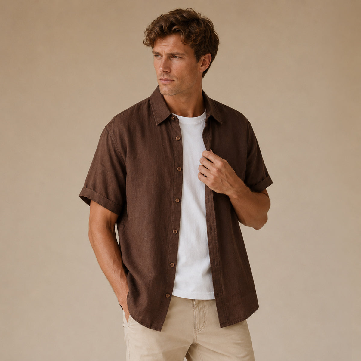 The Willow Lake Men’s Linen Slim Fit Breathable Shirt