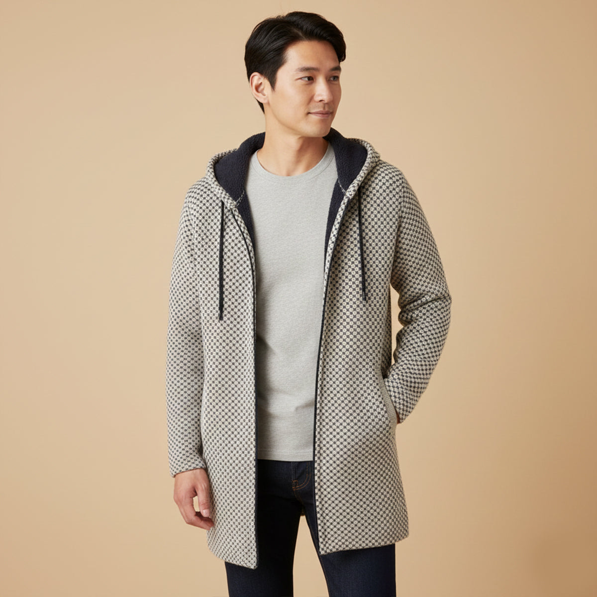 The Copenhagen Hooded Knit Cardigan – Men’s Longline Casual Coat