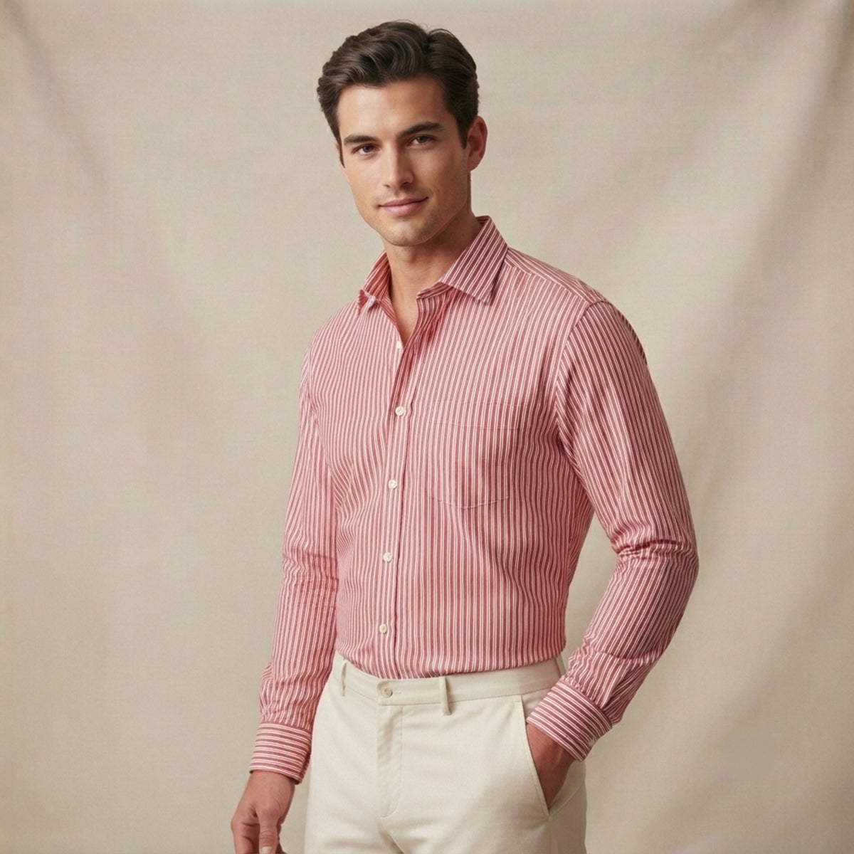 The Garda Men’s Slim Fit Striped Elegant Dress Shirt