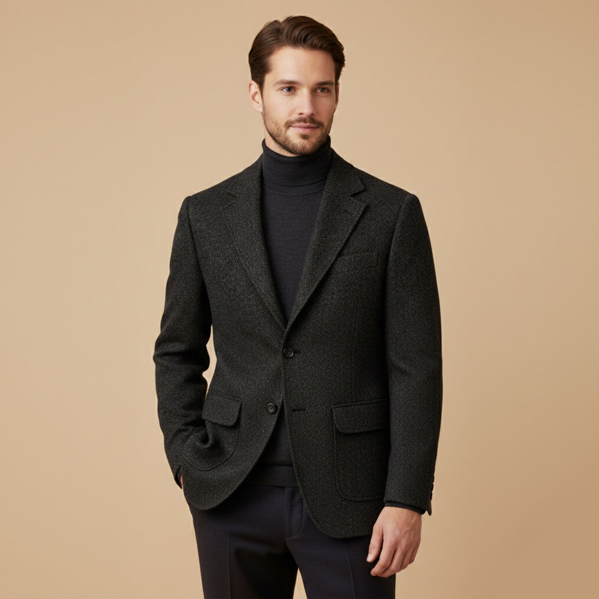 The Genoa Men’s Single Breasted Fishbone Tweed Blazer Jacket