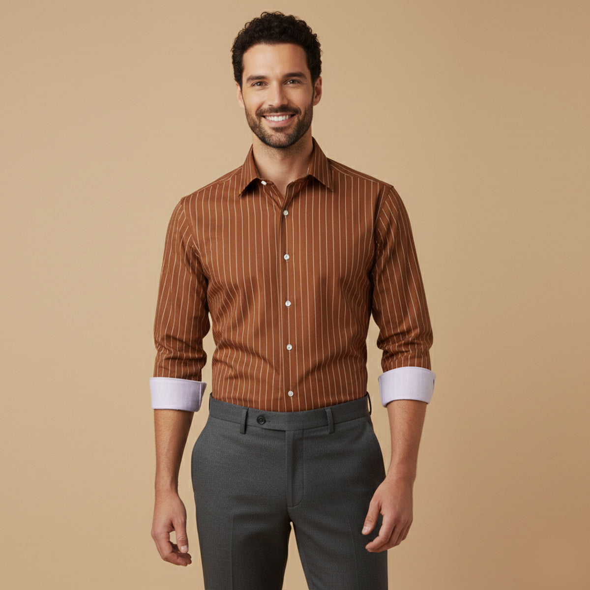 The Como Men’s Breathable Slim Fit Striped Button Up Shirt