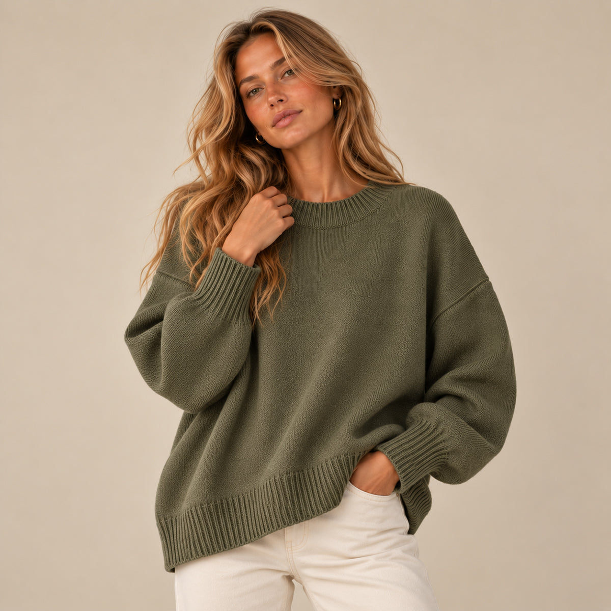 Women's Oversized Sweater with Asymmetrical Hem