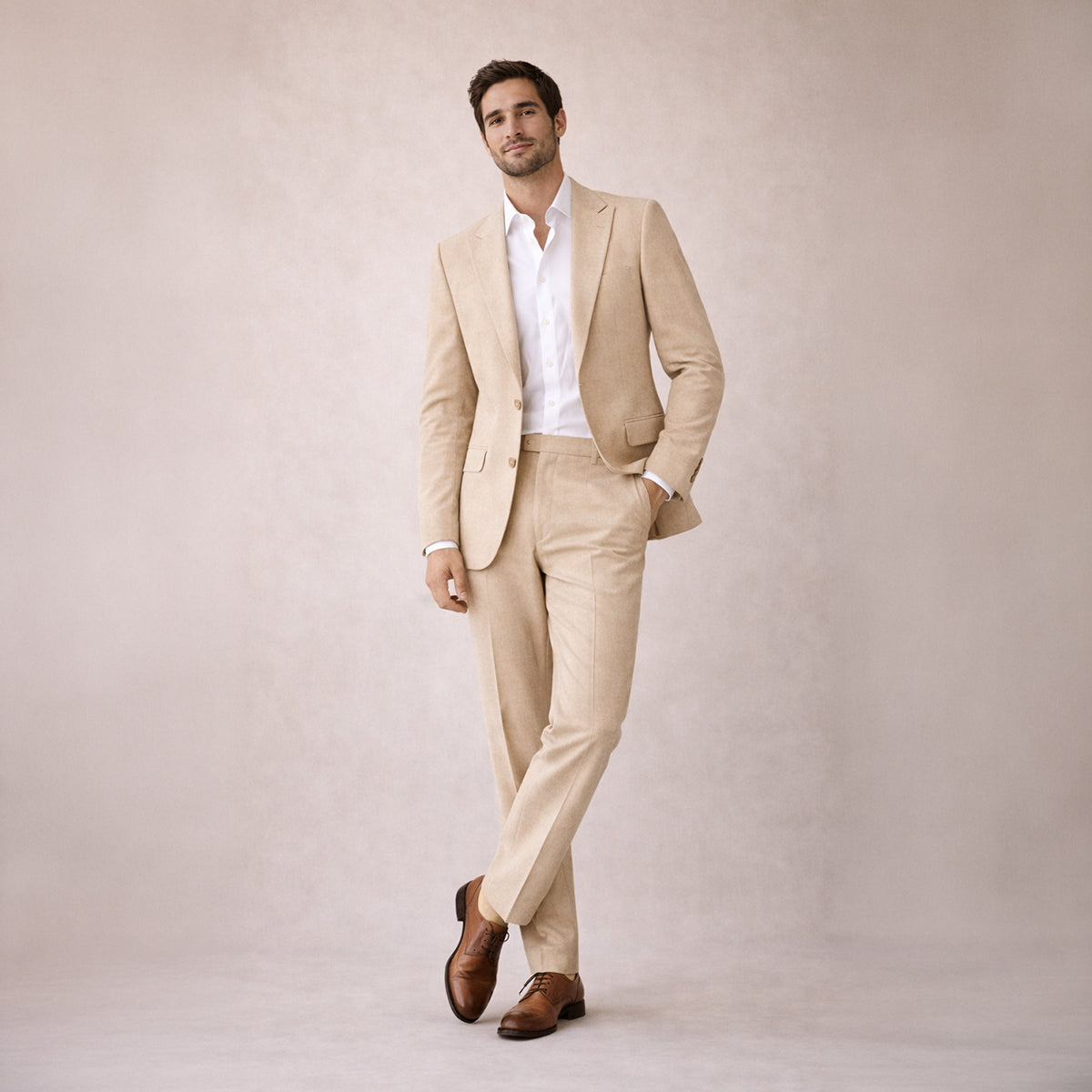 The Ashford Ridge Men’s Elegant Linen Wedding Suit – 2 Piece Single Breasted Set