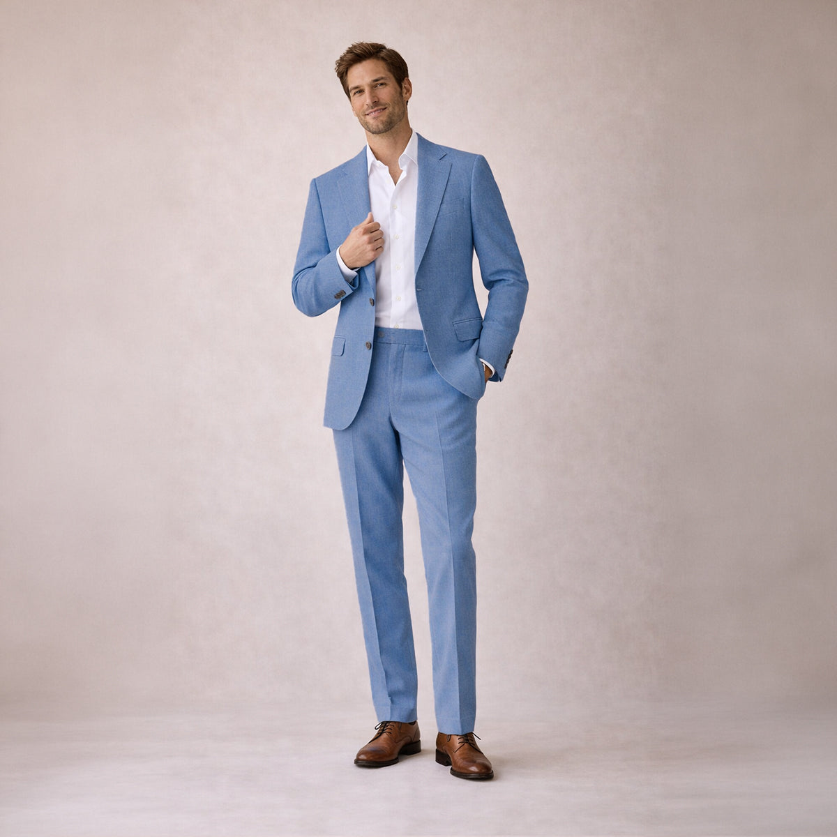 The Ashford Ridge Men’s Elegant Linen Wedding Suit – 2 Piece Single Breasted Set