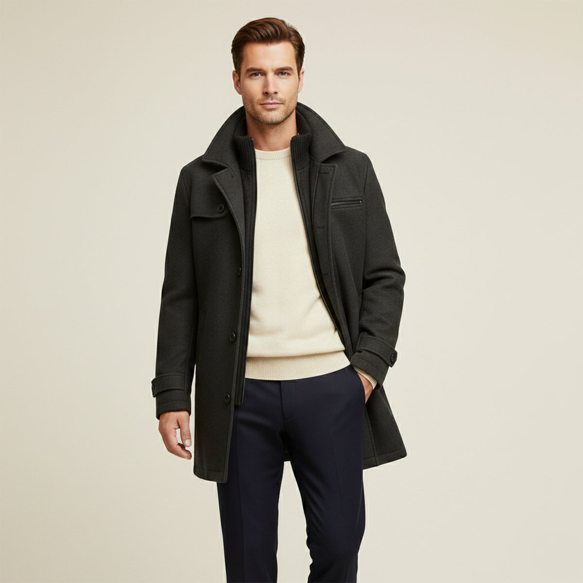 The Danforth Men’s Waterproof Casual Long Jacket with Adjustable Cuffs