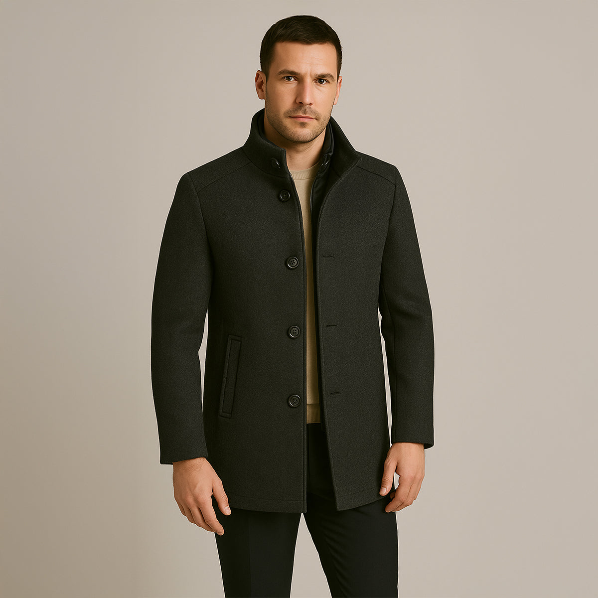 The Broadway Men's Wool Blend Classic Trench Coat