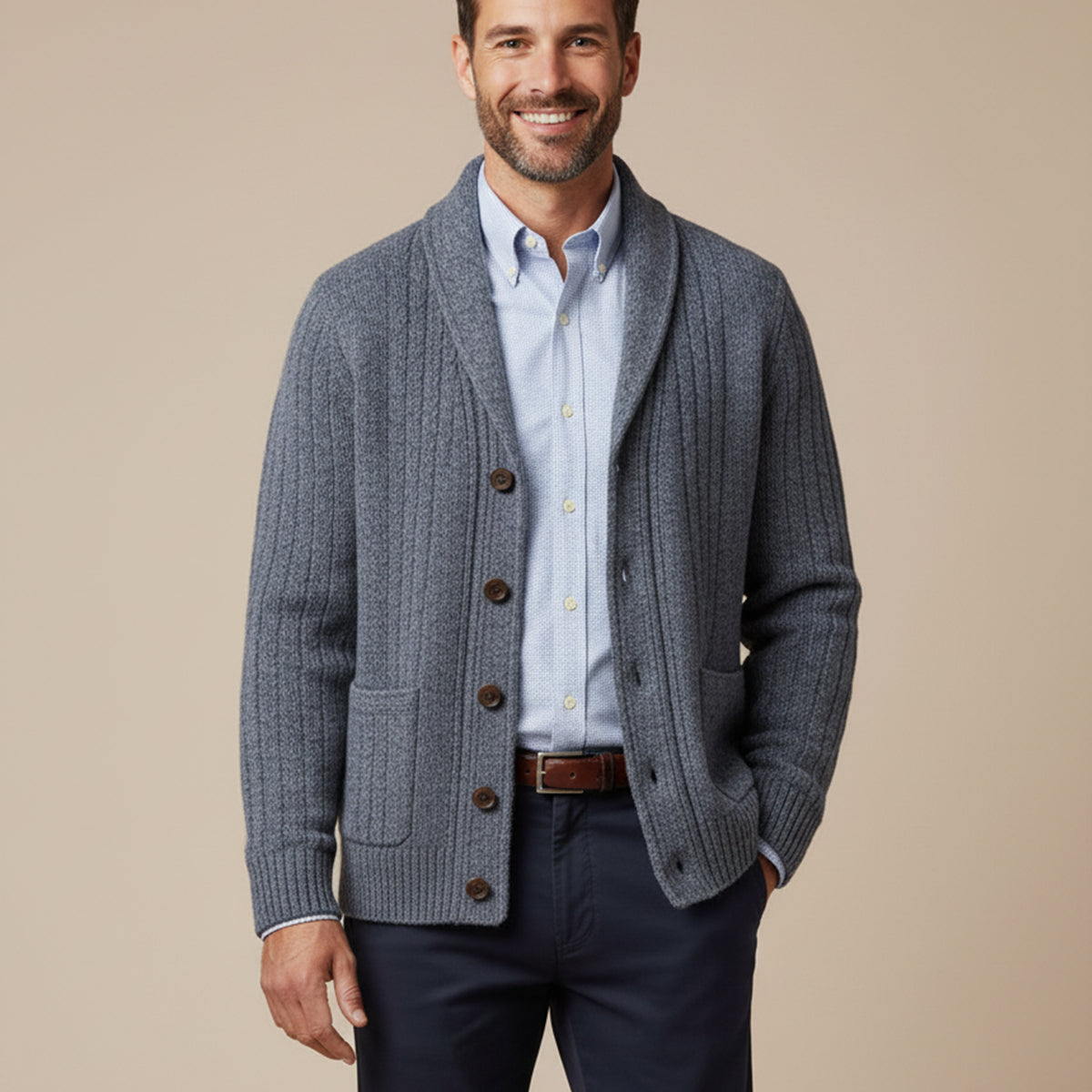 The Lanchester 100% Cashmere Cardigan for Men