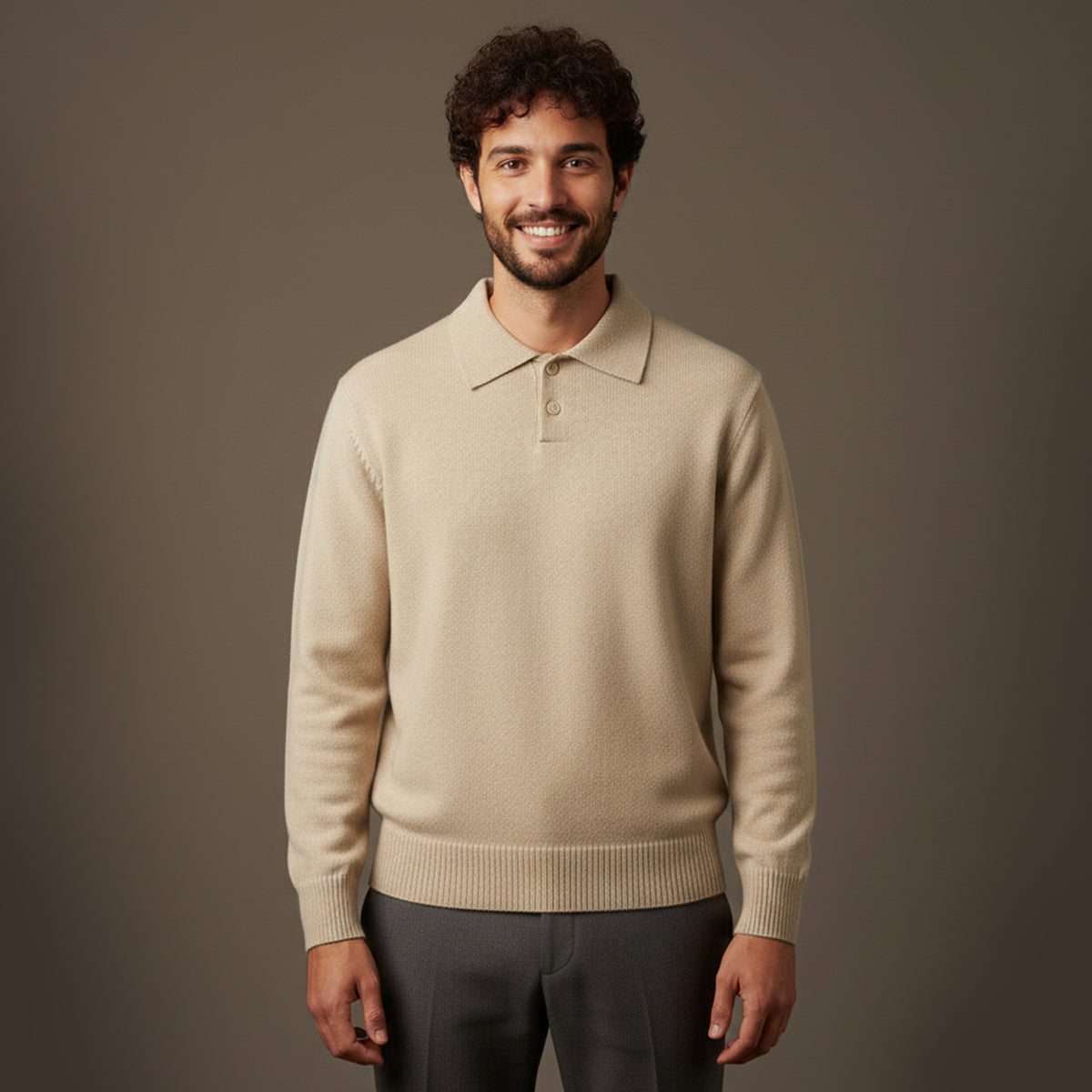 The Four Seasons Men’s Cashmere Buttoned Polo Knit Sweater