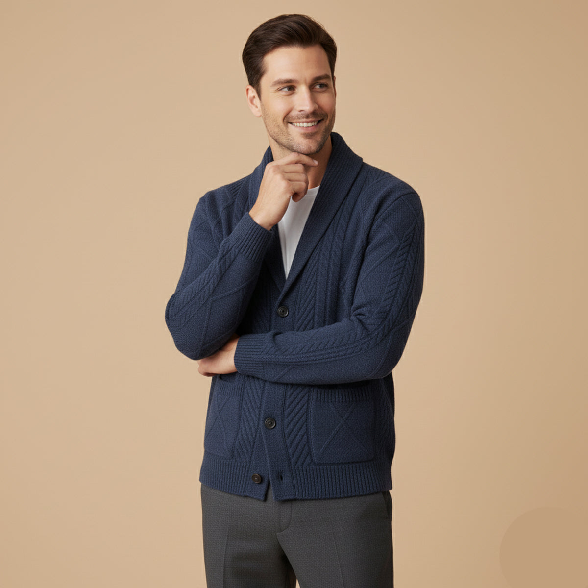 The Edinburgh Men’s Luxury Cashmere Button Cardigan