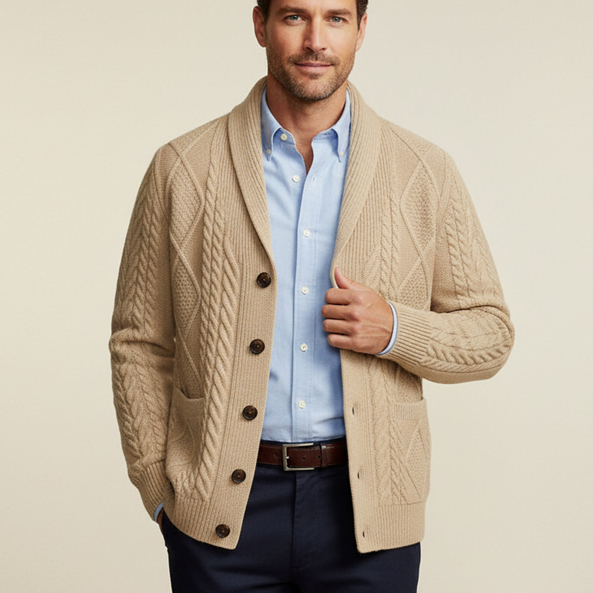 The Lanchester 100% Cashmere Cardigan for Men