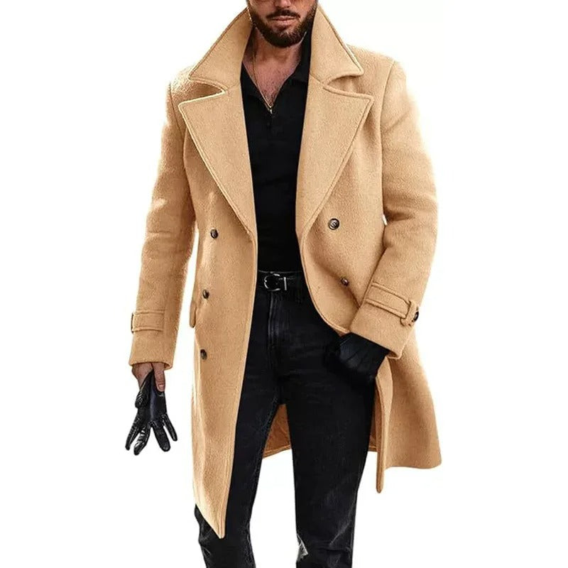 The Rodeo Men’s Double Breasted Wool Blend Long Overcoat