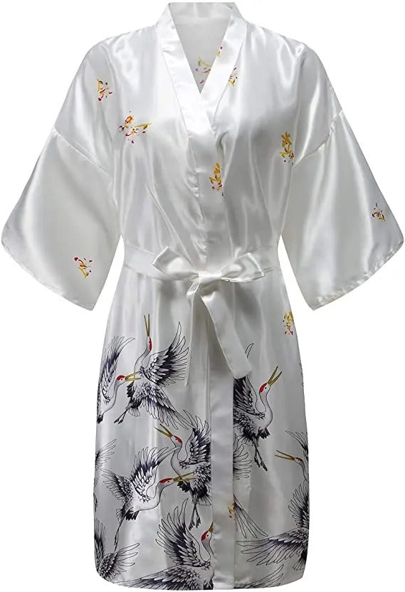 Women's Floral Satin Bathrobe Belt